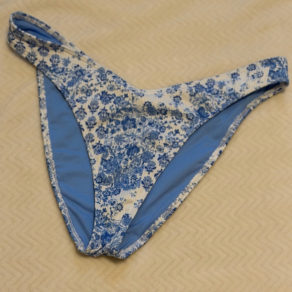Blue and White Floral Bikini Bottom